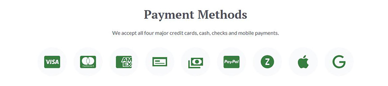 Anytown Tree Services Indiana Payment Methods